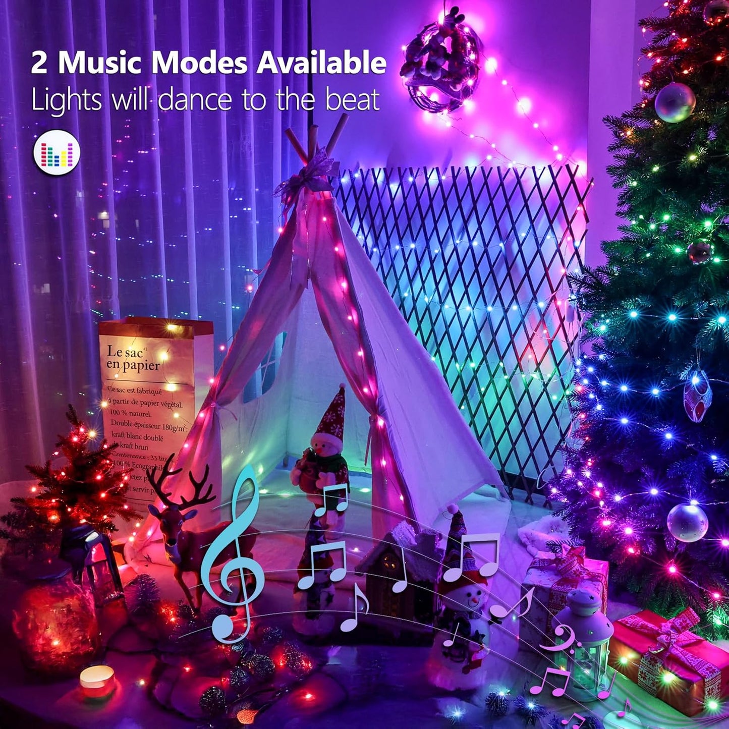 BrizLabs Christmas Fairy Lights - 66ft 200 LED Color Changing Fairy Lights with Remote, Plug-in RGB Rainbow Xmas Twinkle Light Indoor Purple Orange Starry Light for Xmas Halloween Home Party Wedding