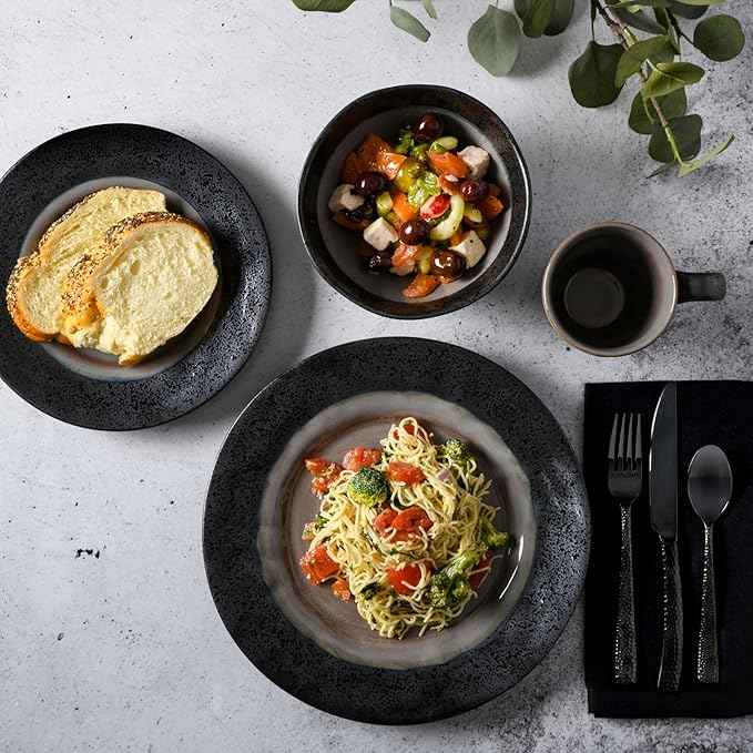 Gibson Dragonstone 16 pc Dinnerware Set Grey Stoneware, Gray -