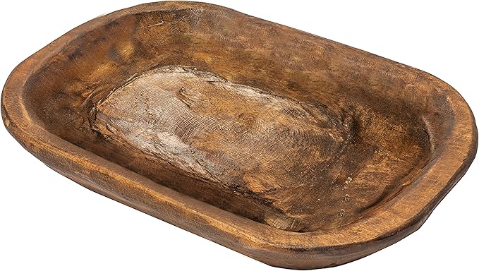 MAINEVENT Decorative Bowl Home Decor Approx 10x14 Inch, Spanish Oak Wooden Dining Room Table Centerpiece Decor Wood Bowl Key Decorative Centerpiece Baguette Bowl Made in USA