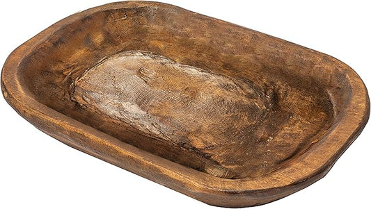 MAINEVENT Decorative Bowl Home Decor Approx 10x14 Inch, Spanish Oak Wooden Dining Room Table Centerpiece Decor Wood Bowl Key Decorative Centerpiece Baguette Bowl Made in USA