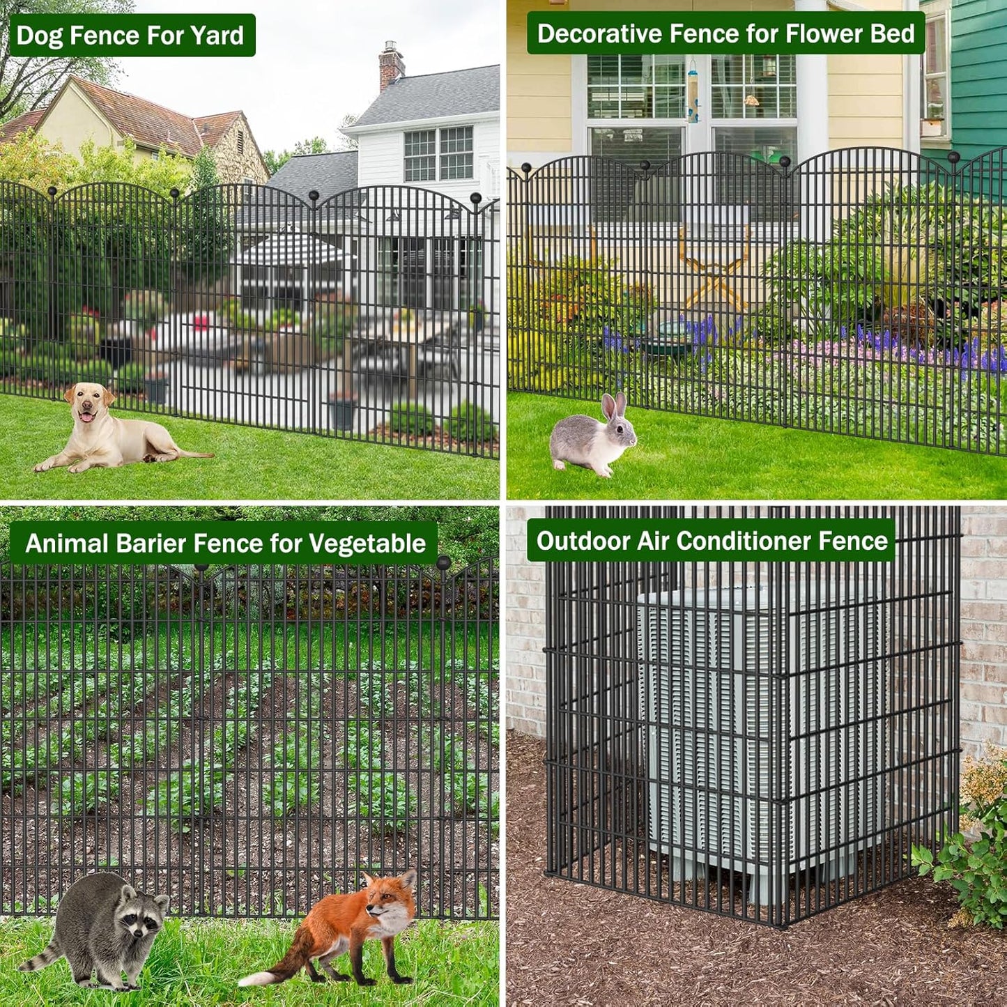 16 Panels Decorative Garden Fence - 48 in (H) x 41.6 ft (L) 16 Panels - Dog Fence Outdoor for Yard，Rustproof Metal Animal Barrier Ground Stakes Fencing for Garden, Patio, Flower Bed