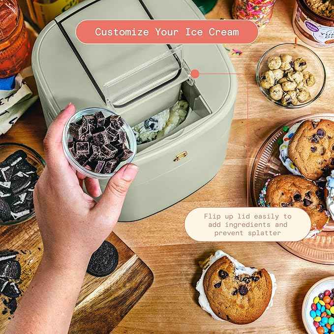 1.5 Quart Ice Cream Maker with Touch Control Panel, Freezer Bowl Design, Compact Electric Machine for Homemade Frozen Desserts, Gelato & Sorbet (Sage Green)