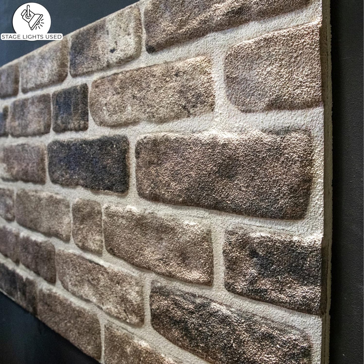 Dundee Deco 3D Wall Panels Faux Brick - Cladding Grey Black Stone Look Wall Paneling, Styrofoam, Sample, Size 10 x 10 in.