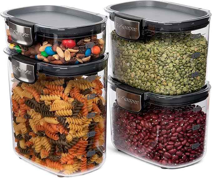 Progressive International ProKeeper+ 4-Piece Clear Plastic Modular Airtight Pantry Food/Snack Kitchen Storage Organization Container Canister Set