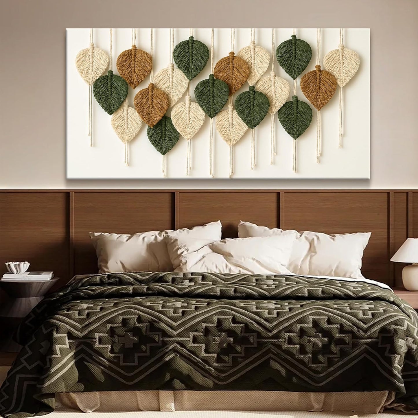 Tsomzxng Large Boho Wall Art Living Room Chic Home Wall Art Modern Multicolor Leaves Feather Canvas Wall Art Decor Picture For Bedroom Apartment Kitchen Ready To Hang 29" W X 58" L