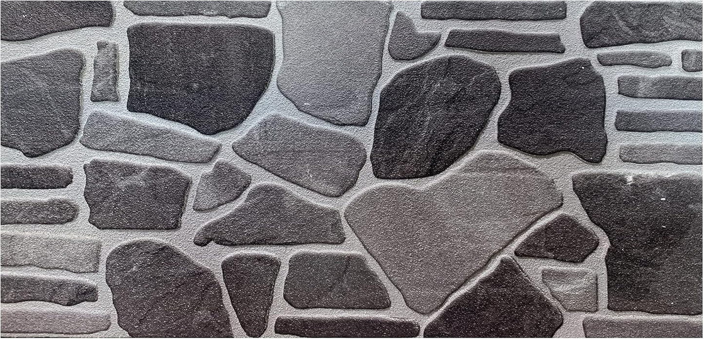 Dundee Deco 3D Wall Panels - Cladding Charcoal Grey Silver Stone Look Wall Paneling, Styrofoam Facing for Interior and Exterior Applications, DIY, Sample, Size 10 x 10 in.