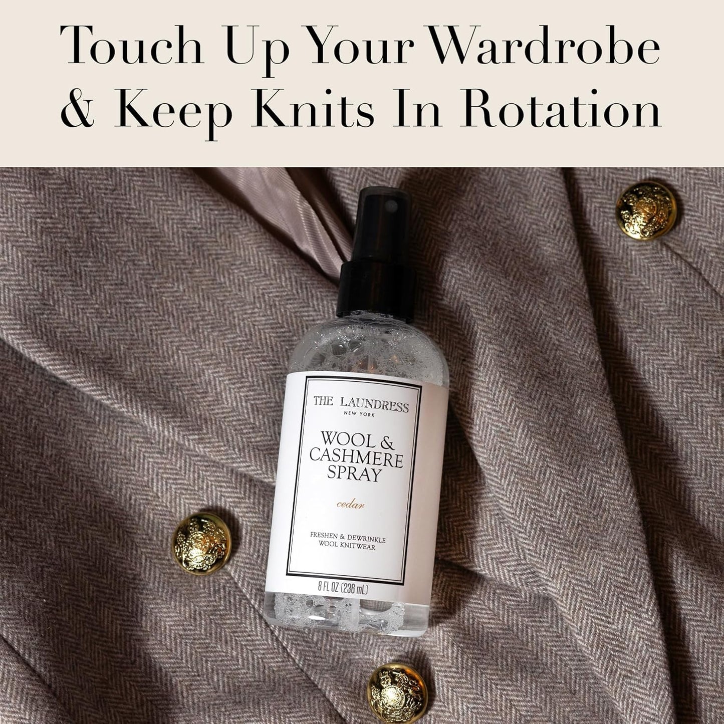 The Laundress Wool and Cashmere Fabric Spray, Wool Dewrinkle Spray, Upholstery and Linen Spray, Fabric Refresher, Cedar Scent, 8 Fl Oz