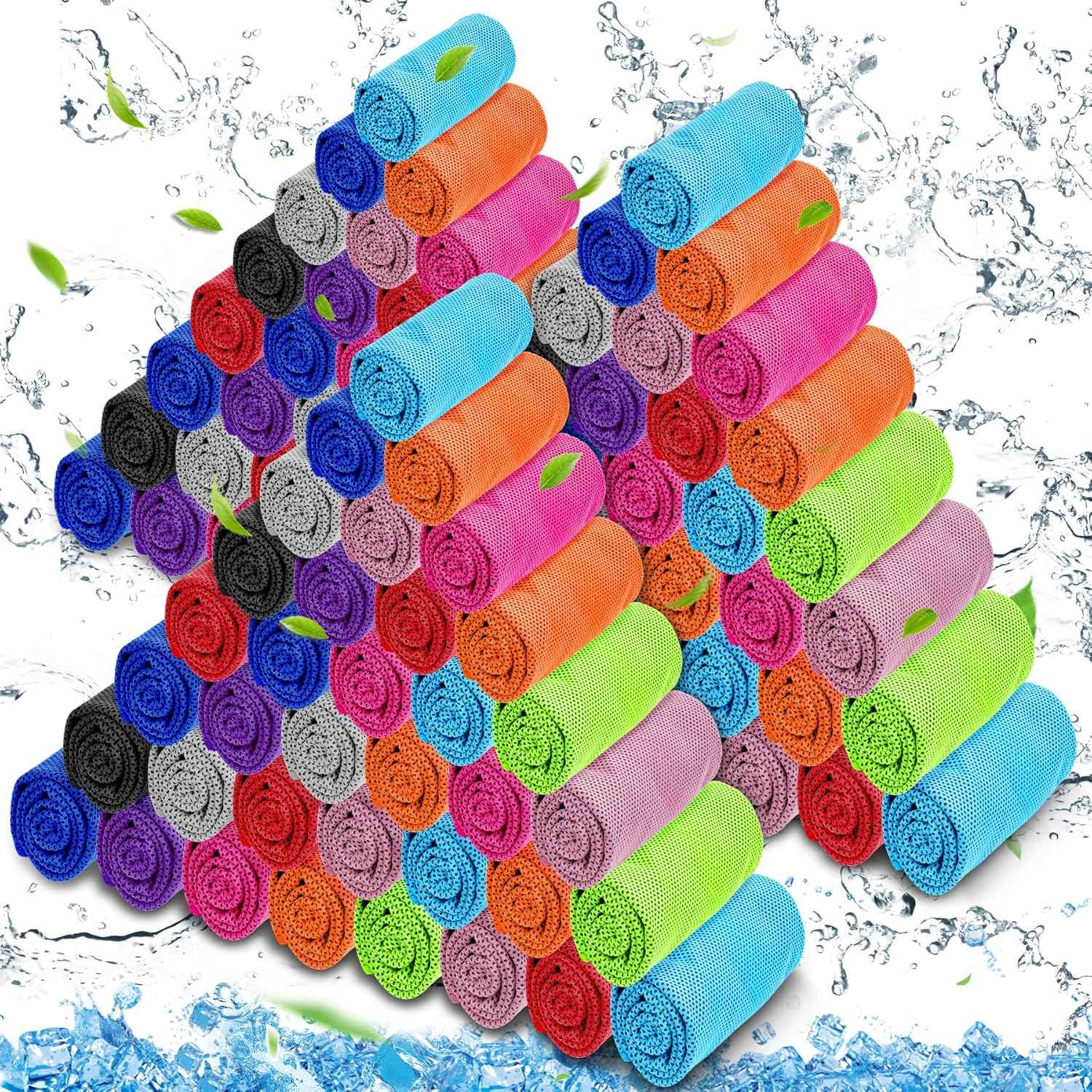 MENOLY 120 Pack Cooling Towel for Neck, Microfiber Soft Workout Ice Chilly Towel for Sports, Gym, Yoga, Camping, Running, Fitness, Workout & More Activities