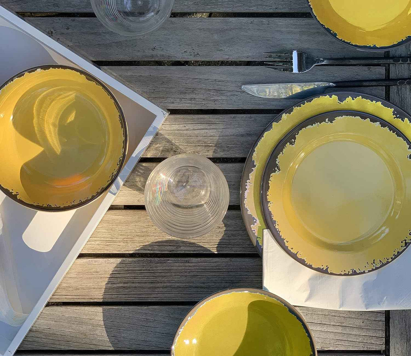 Fox Run 48790 Melamine Dinnerware Set, 10", Yellow