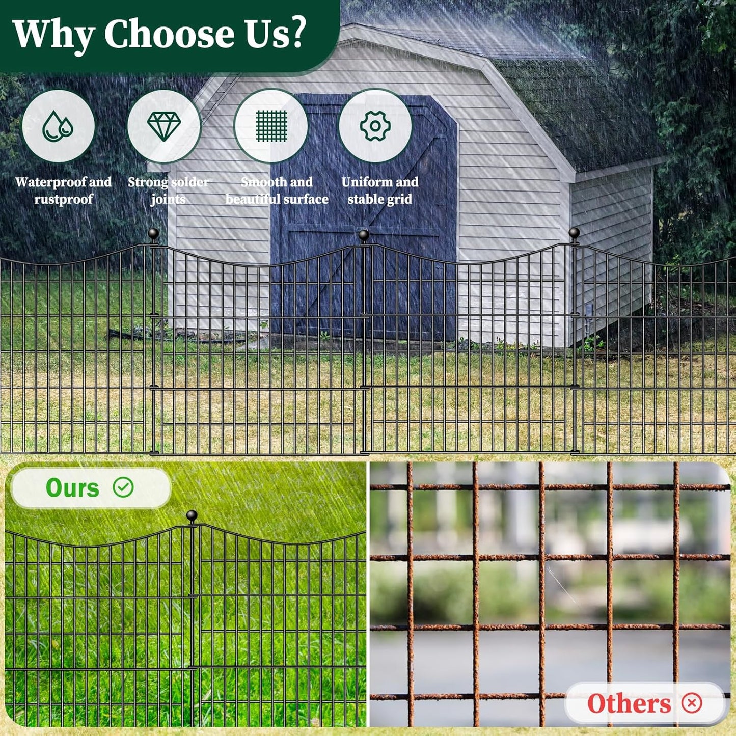 25 Panels Decorative Garden Fence with Gate, 32 in(H) X 59 ft(L) No Dig Dog Fence Animal Barrier Outdoor for Yard, Rustproof Metal Garden Edging and Borders, Temporary Fencing Stakes