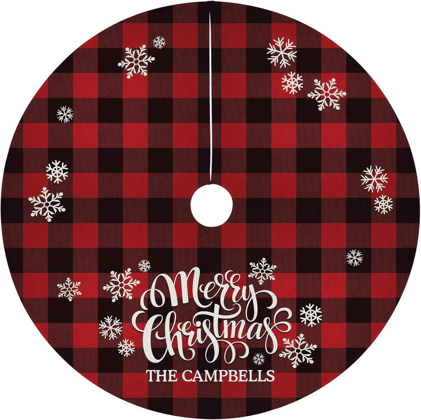 Let's Make Memories Personalized Buffalo Plaid Christmas Tree Skirt - Family Holiday Decor