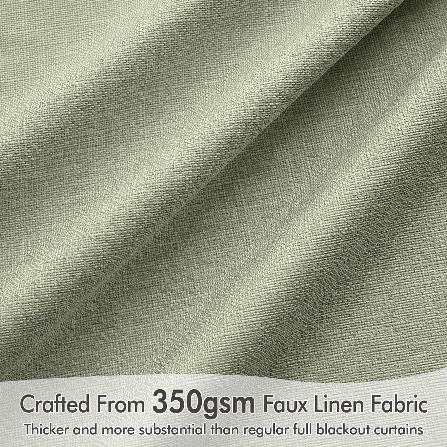 MIULEE 100% Blackout Curtains 102 Inch Long 2 Panels for Bedroom, Thick Luxury Faux Linen Black Out Curtain Room Darkening Back Tab Pleat Window Textured Drapes with Hooks for Living Room, Sage Green