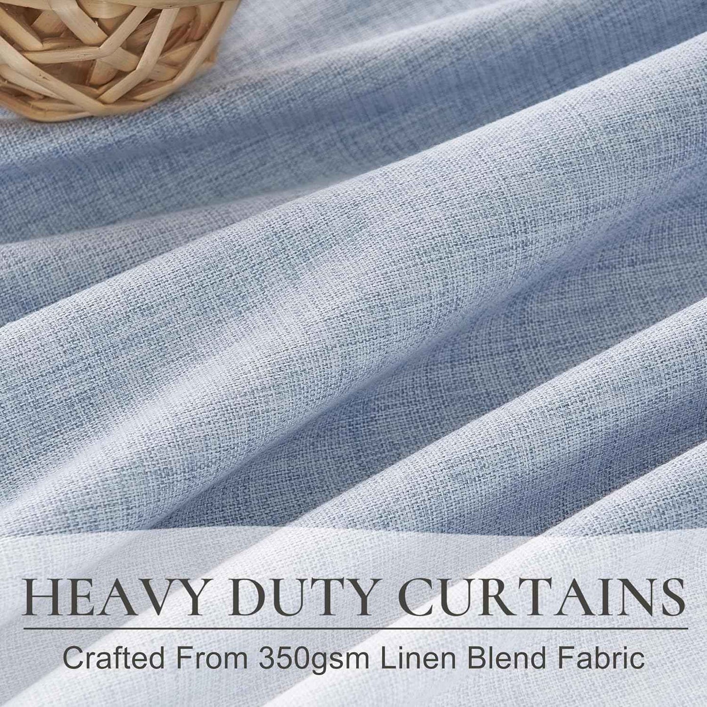 Dusty Blue Blackout Nursery Curtains 90 Inch Length for Kids/Boys Rooms/Bedroom, Floor to Ceiling Track Pleated Window Drapes with Hooks Linen Winter Thermal Coastal Light Blue(50"Wx90"Lx 2Panels)