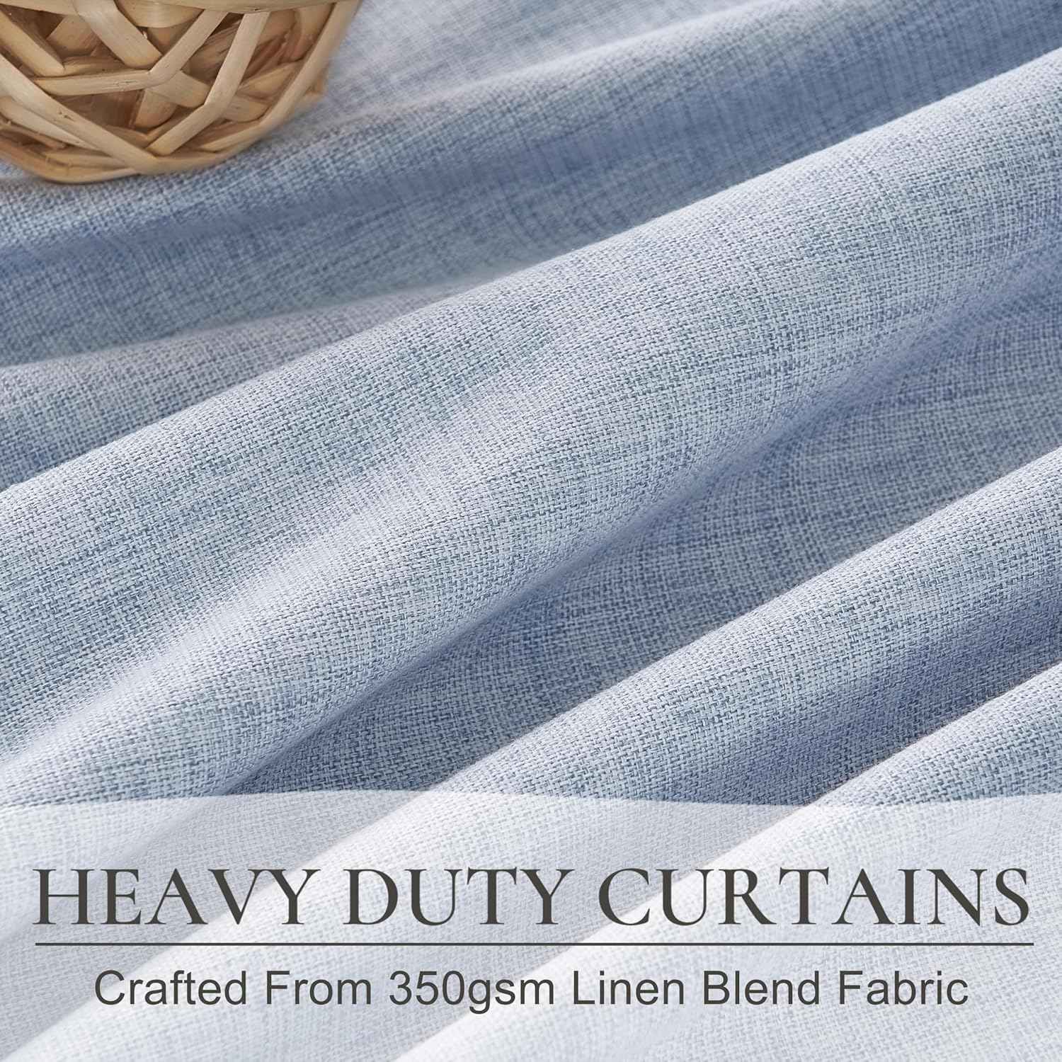 Dusty Blue Blackout Nursery Curtains 90 Inch Length for Kids/Boys Rooms/Bedroom, Floor to Ceiling Track Pleated Window Drapes with Hooks Linen Winter Thermal Coastal Light Blue(50"Wx90"Lx 2Panels)