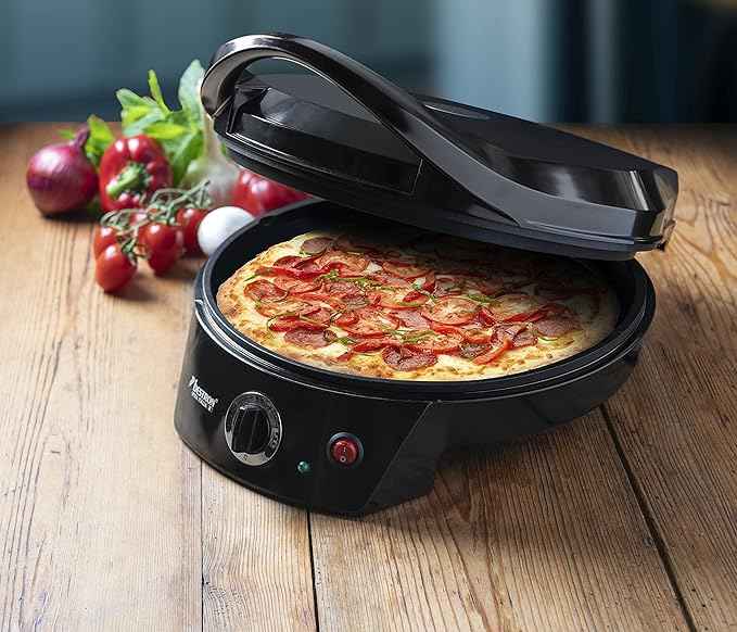 Bestron Viva Italia Electric Grill Oven for Pizza, Upper and Lower Heat, Up to 180 °C, 1800 W, Colour: Black