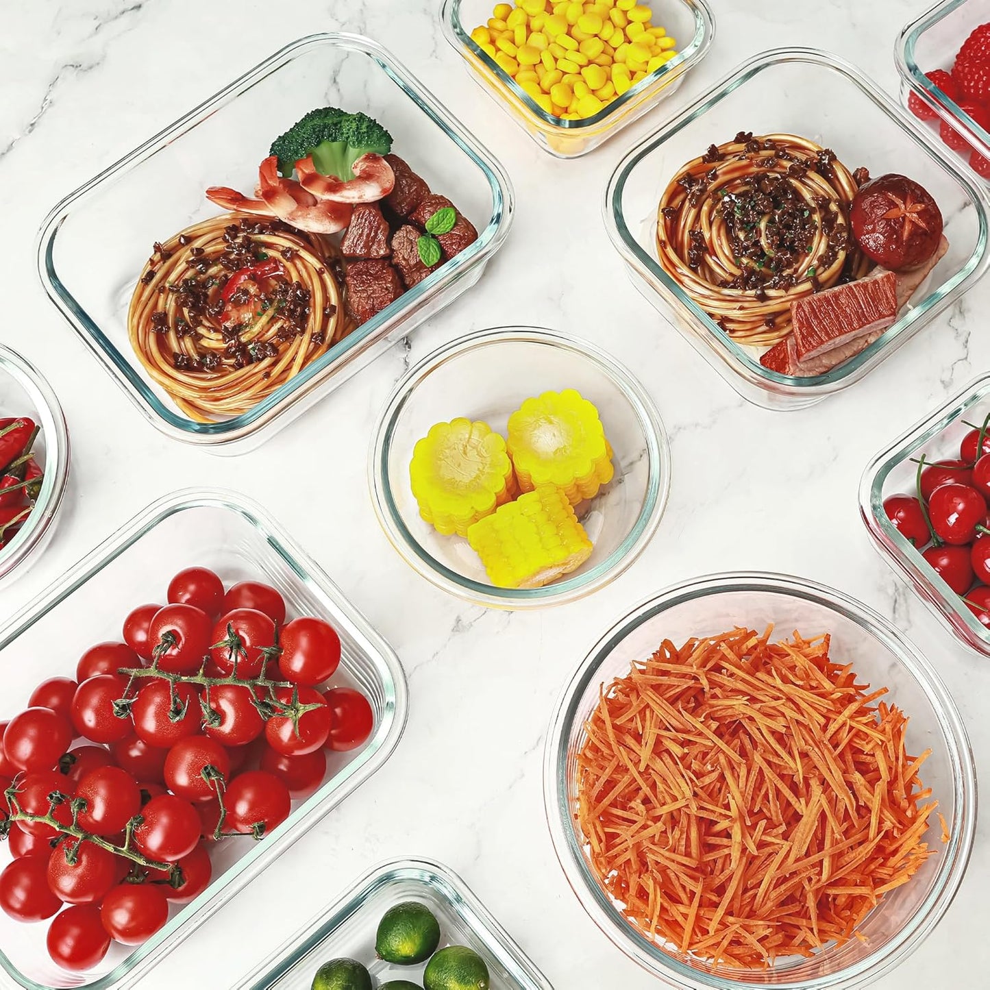 12 Pack Glass Food Storage Containers Set, Glass Meal Prep Containers with Lids, Airtight Lunch Containers, Dishwasher Safe, pink