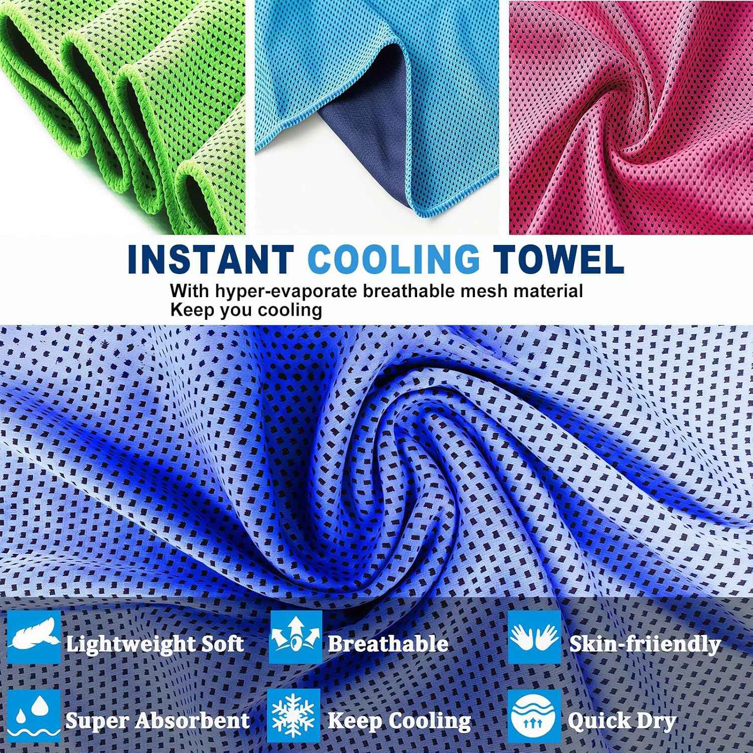 YQXCC Cooling Towels | 4 Pack 40"x12" | Cool Cold for Neck | Microfiber Soft Breathable Chilly | for Yoga, Golf, Gym, Camping, Running, Workout & More Activities