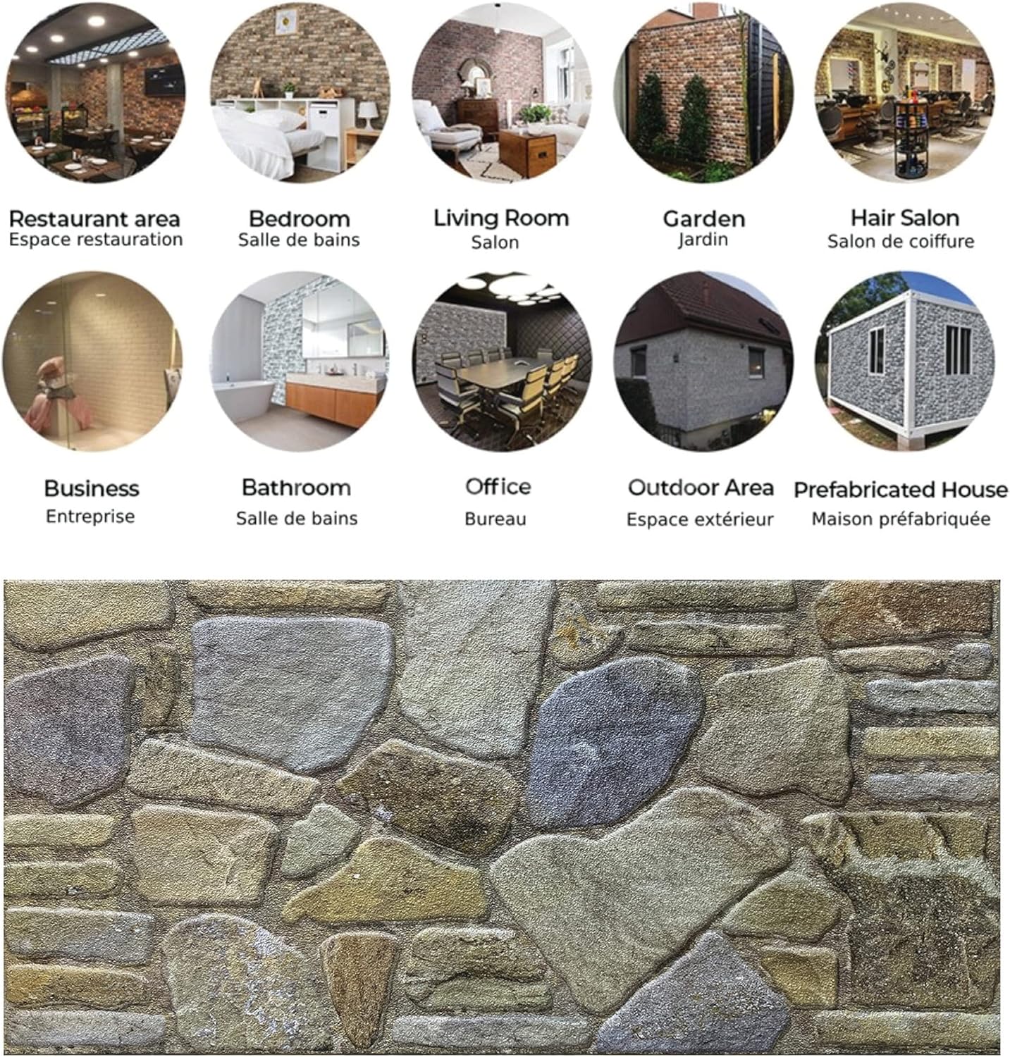 Dundee Deco 3D Wall Panels - Cladding Blue Grey Buff Stone Look Wall Paneling, Styrofoam Facing for Interior and Exterior Applications, DIY, Sample, Size 10 x 10 in.