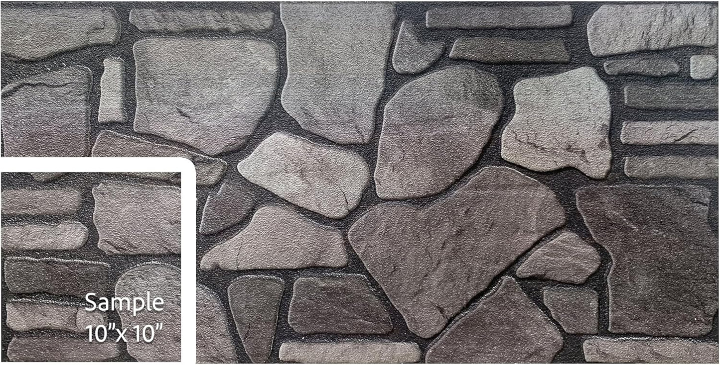 Dundee Deco 3D Wall Panels - Cladding Grey Charcoal Ash Stone Look Wall Paneling, Styrofoam Facing for Interior and Exterior Applications, DIY, Sample, Size 10 x 10 in.