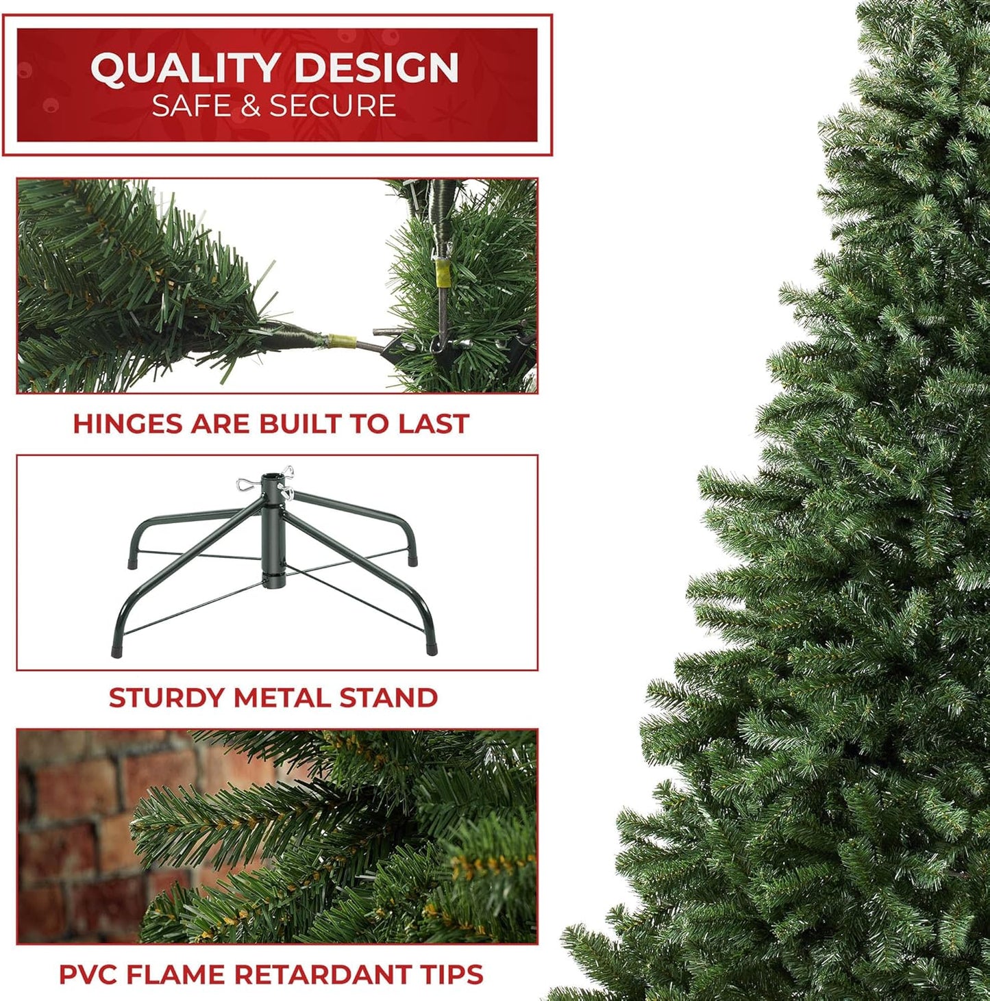 Casafield 4.5FT Realistic Green Spruce Artificial Holiday Christmas Tree with Sturdy Metal Stand