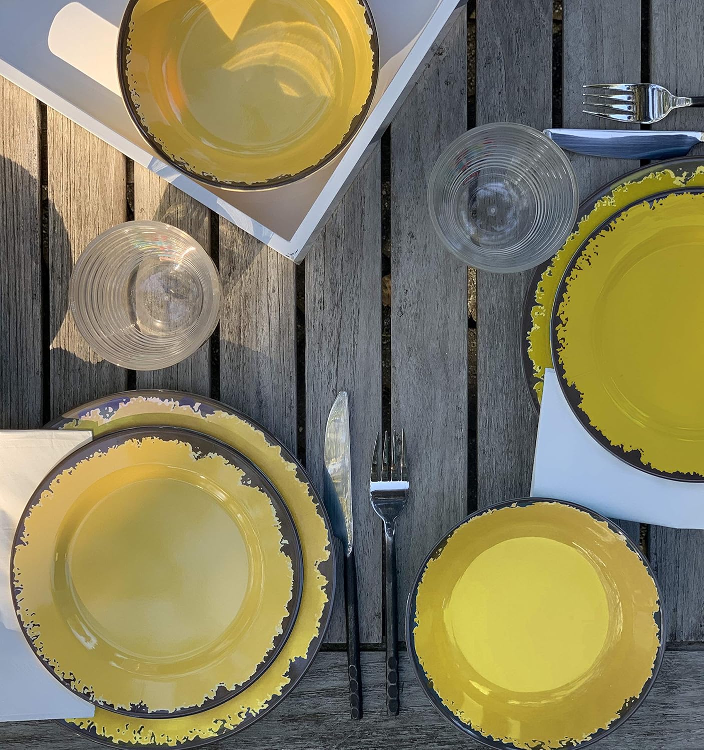 Fox Run 48790 Melamine Dinnerware Set, 10", Yellow