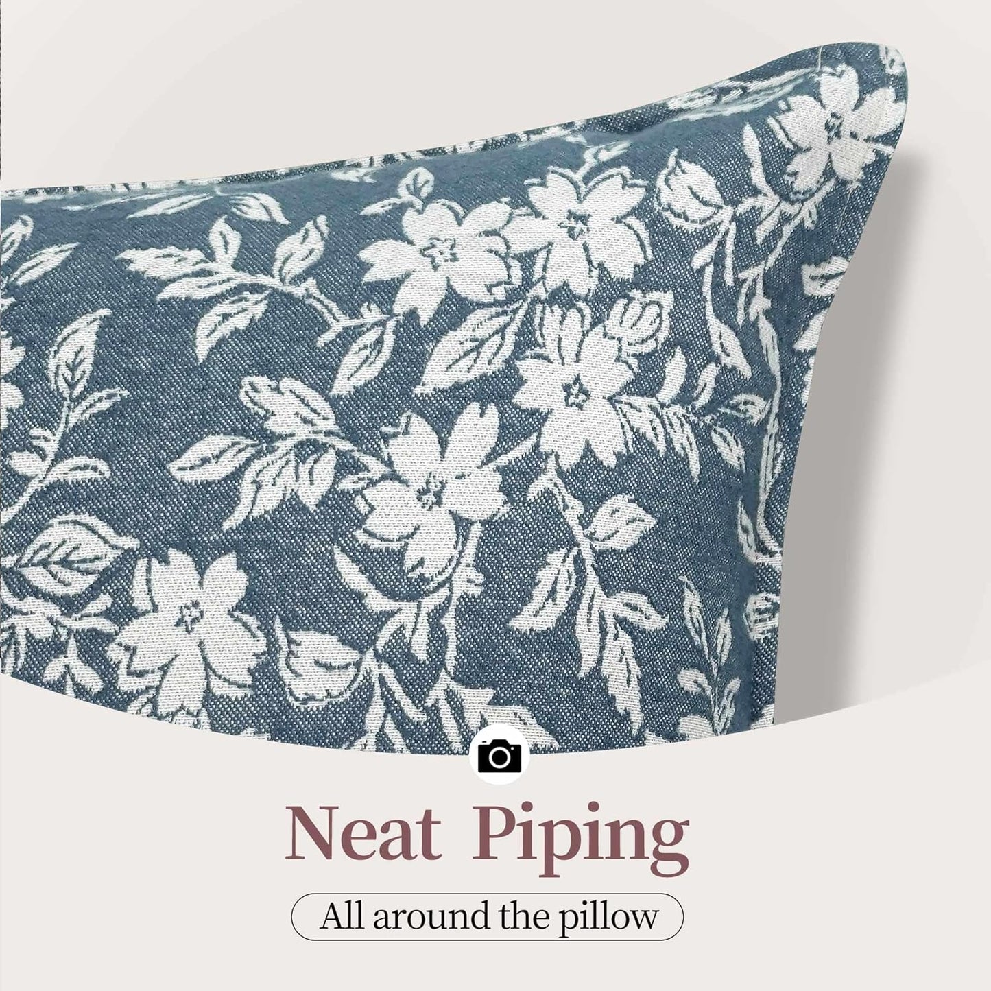 makkey Floral Pillow Covers 20x20 Inch Set of 2 Pastoral Throw Pillow Covers Jacquard Pillowcovers Couch Pillows for Living Room Farmhouse Accent Sofa Pillows