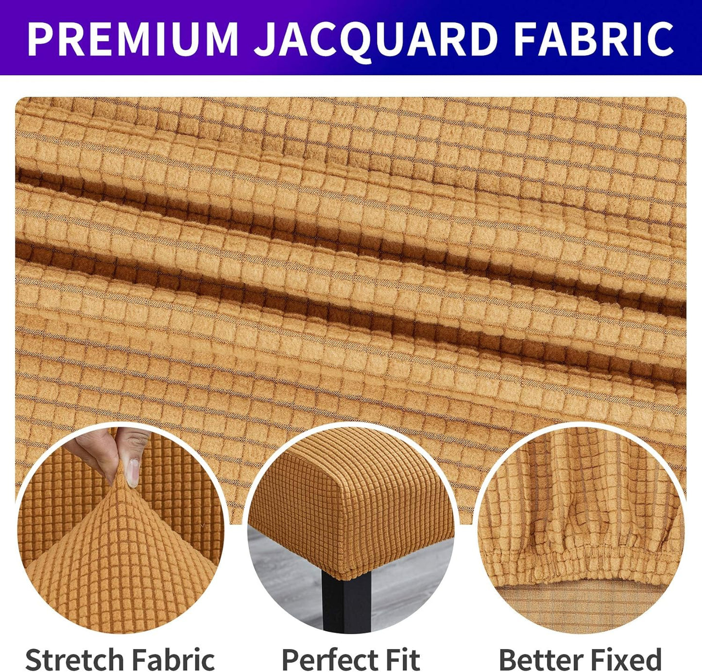 Howhic Stretch Chair Covers for Dining Room Set of 2, Removable Washable Dining Room Chair Covers, Dining Chair Slipcovers Seat Protector, Great Home Decor and Banquet Upholstery (Gold, 2 Pack)