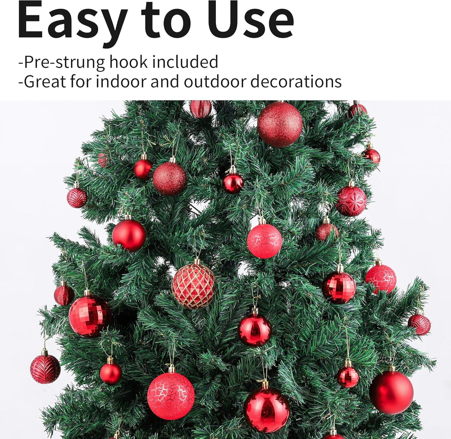 LANGXUN 36pcs Red Christmas Tree Decorations Balls, Bolas De Navidad, 2025 Christmas Decor, Indoor Outdoor Shatterproof Christmas Ornaments, Xmars Party Wedding Suppiles