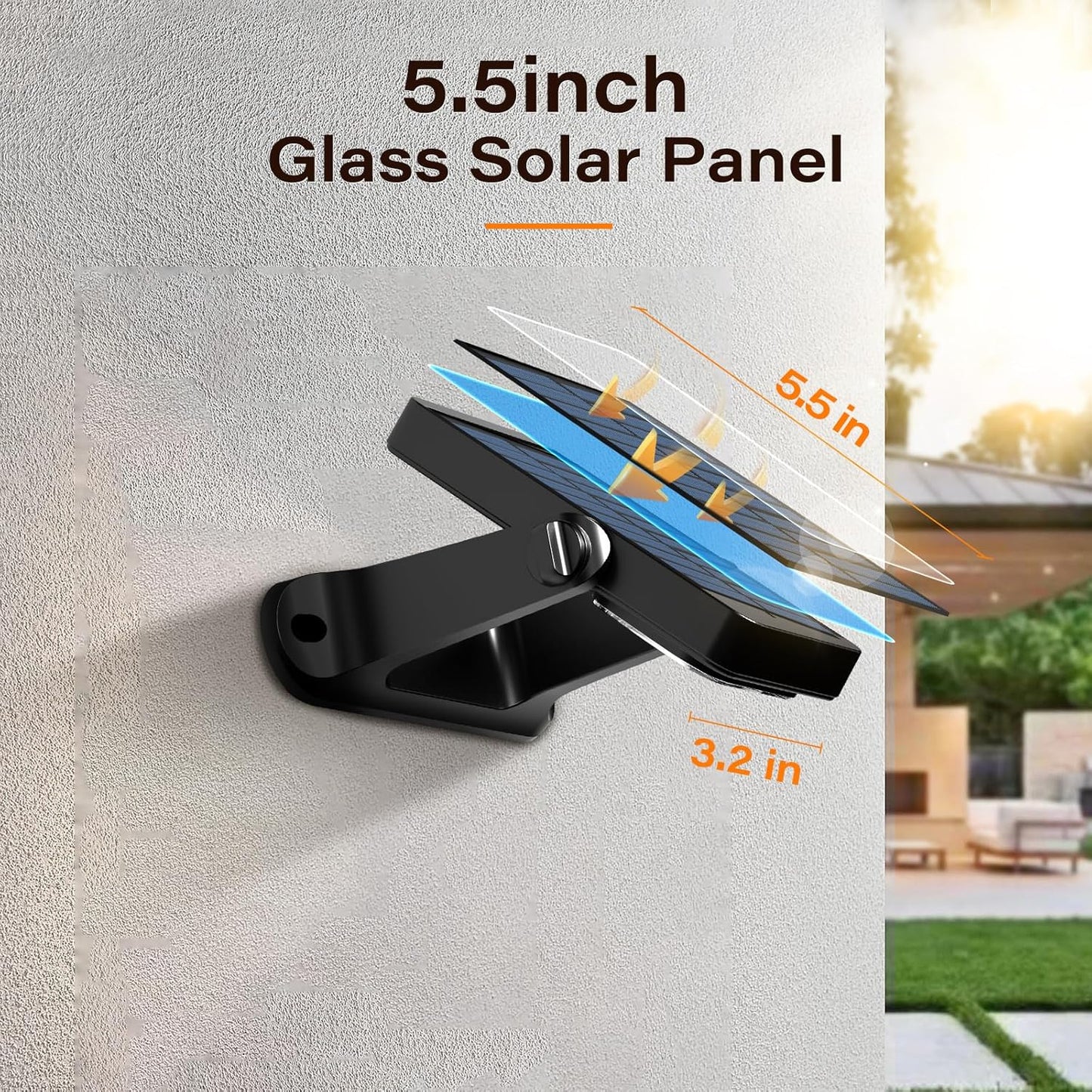 200LM Solar Wall Lights Outdoor 6 Colors, 2200mAh Long Lasting Solar Powered Deck Lights, 360° Adjustable Porch Light IP65 Waterproof, Glass Panel Fence Light for Gutter, Step, 4 Pack