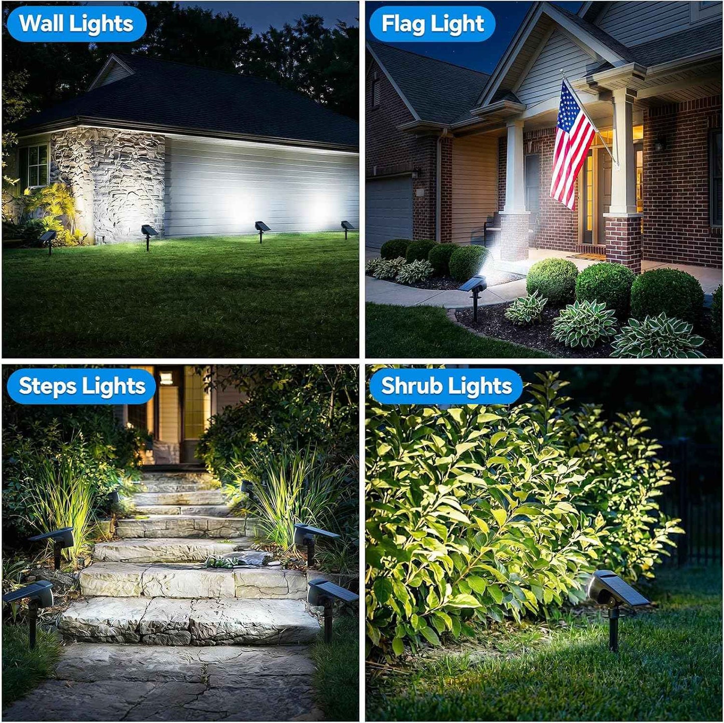 Solar Spot Lights Outdoor, 58 LED Solar Landscape Spotlights, Auto On/Off 3 Lighting Modes, 2-in-1 IP65 Waterproof Solar Landscape Lights for Yard Garden Pathway Tree