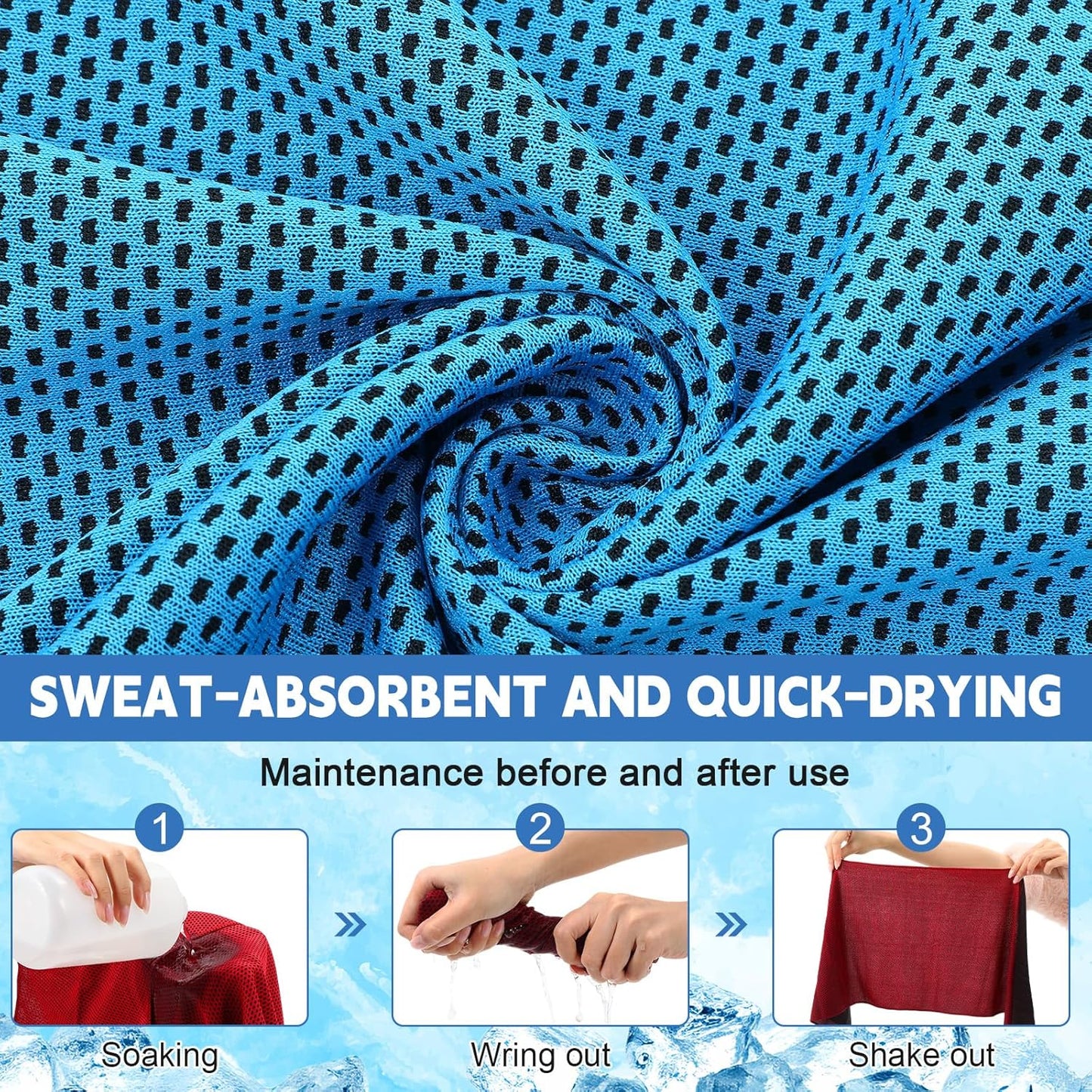 Peryiter 20 Pack Cooling Towels Bulk for Neck and Face Cooling Towel for Hot Weather Quick Dry Sweat Towel Soft Breath Portable with 20 Storage Bags for Gym Yoga Athletes Sports Fitness