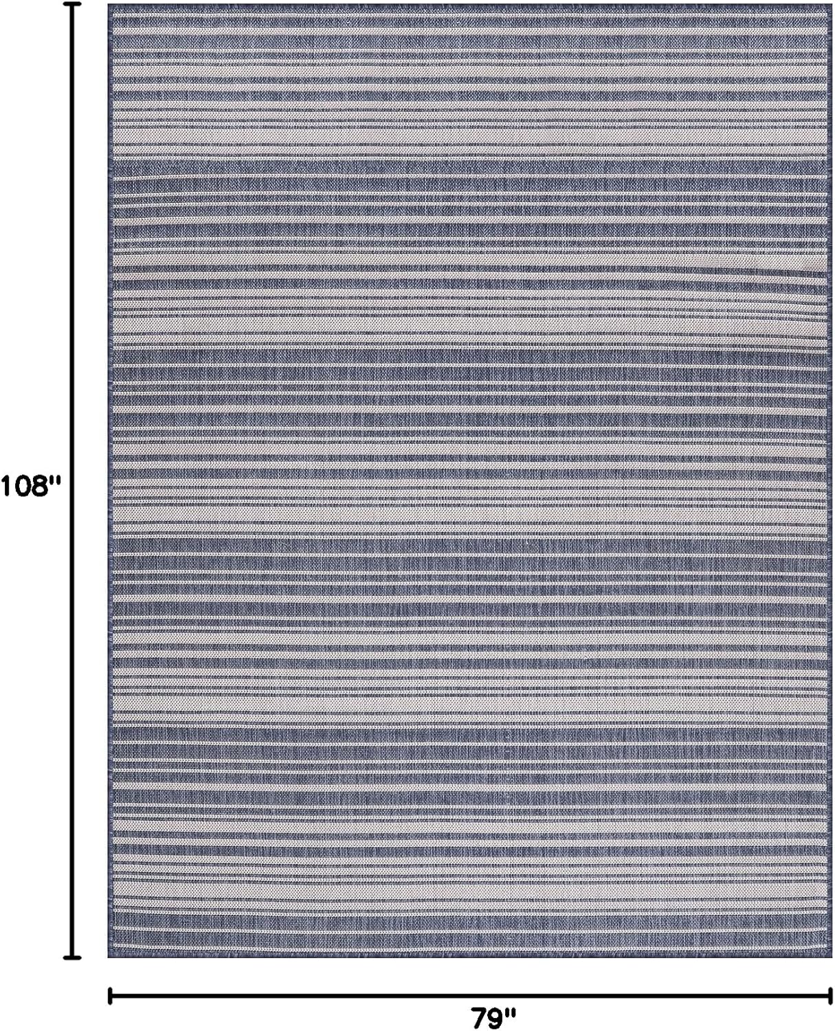 Stripe Outdoor Rug 6x9 Washable Outside Carpet for Indoor Patio Porch Waterproof Easy Cleaning Non Shedding Area Rugs Blue 6 x 9