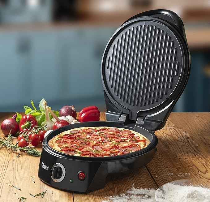 Bestron Viva Italia Electric Grill Oven for Pizza, Upper and Lower Heat, Up to 180 °C, 1800 W, Colour: Black