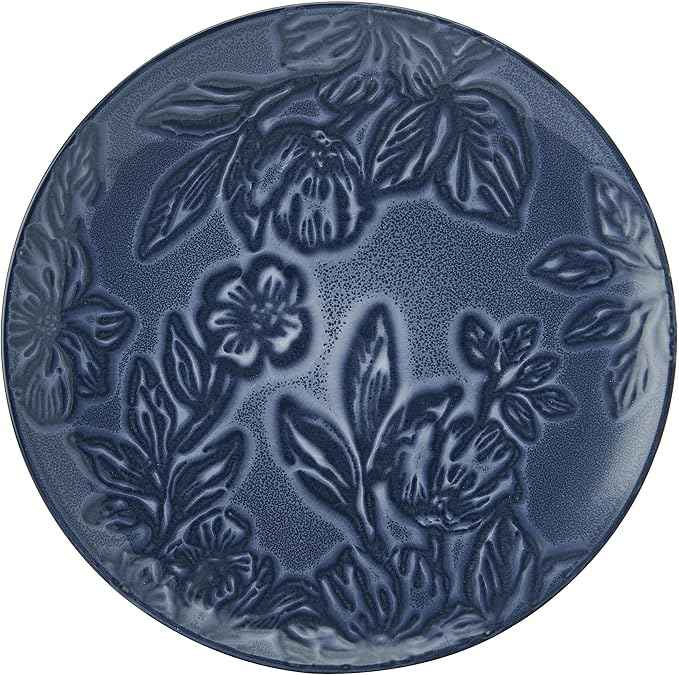 Paltzgraff Garden Elegance 12 Piece Floral Stoneware Dinnerware Plate Bowl Dish Set, Service for 4, Blue
