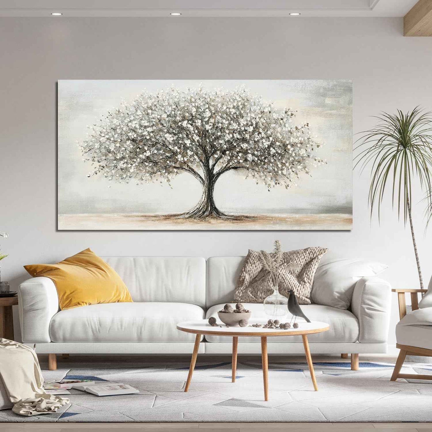 AIXMGSJS Canvas Wall Art Decor Canvas Art Decor Tree of Life Art Modern Black and White Wall Art Prints Large Artwork for Walls Pictures for Living Room for Bedroom Office Wall Decor 24" X 48"