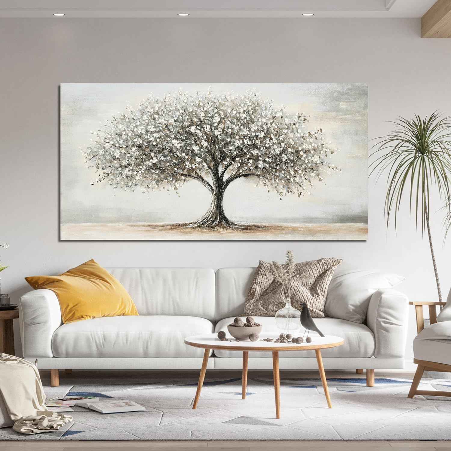 AIXMGSJS Canvas Wall Art Decor Canvas Art Decor Tree of Life Art Modern Black and White Wall Art Prints Large Artwork for Walls Pictures for Living Room for Bedroom Office Wall Decor 24" X 48"