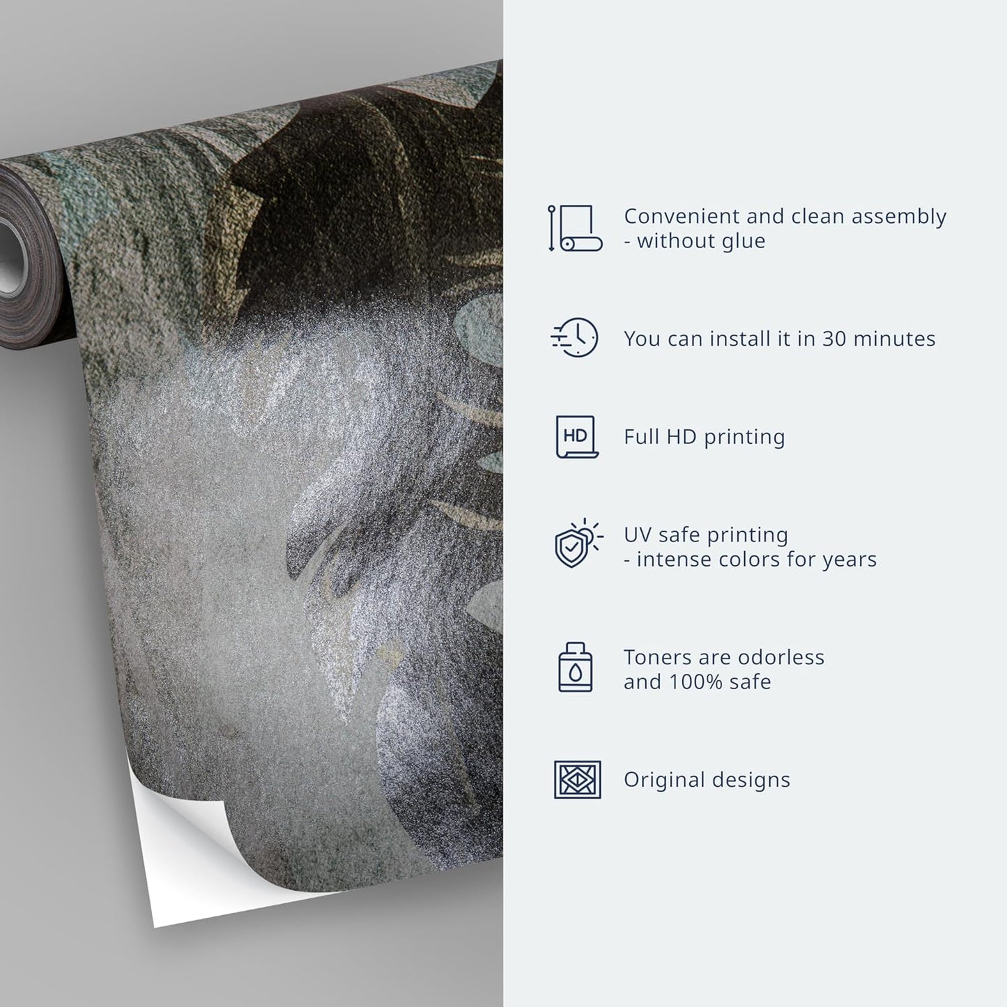 artgeist Wall Mural Feather 173x124 in - Peel and Stick Self-Adhesive Wallpaper Removable Large Sticker Foil Wall Decor Print Picture Image Design Abstract Beige Navy Blue b-A-0812-a-a
