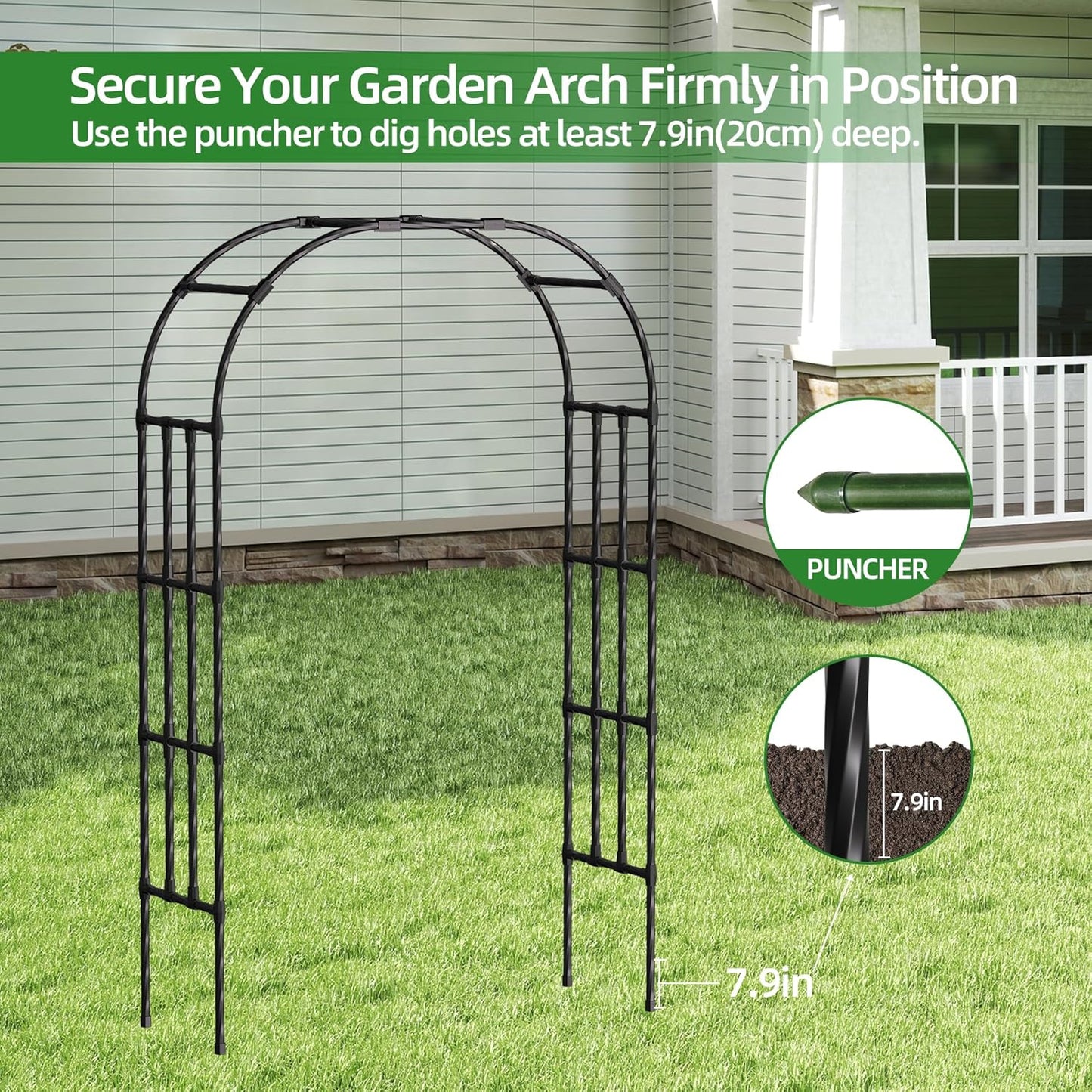 Garden Arch Trellis,4.9x8.5FT Metal Garden Arbor for Climbing Plants Outdoor,Wedding Archway for Lawn Patio Backyard Ceremony Party Decoration,Black