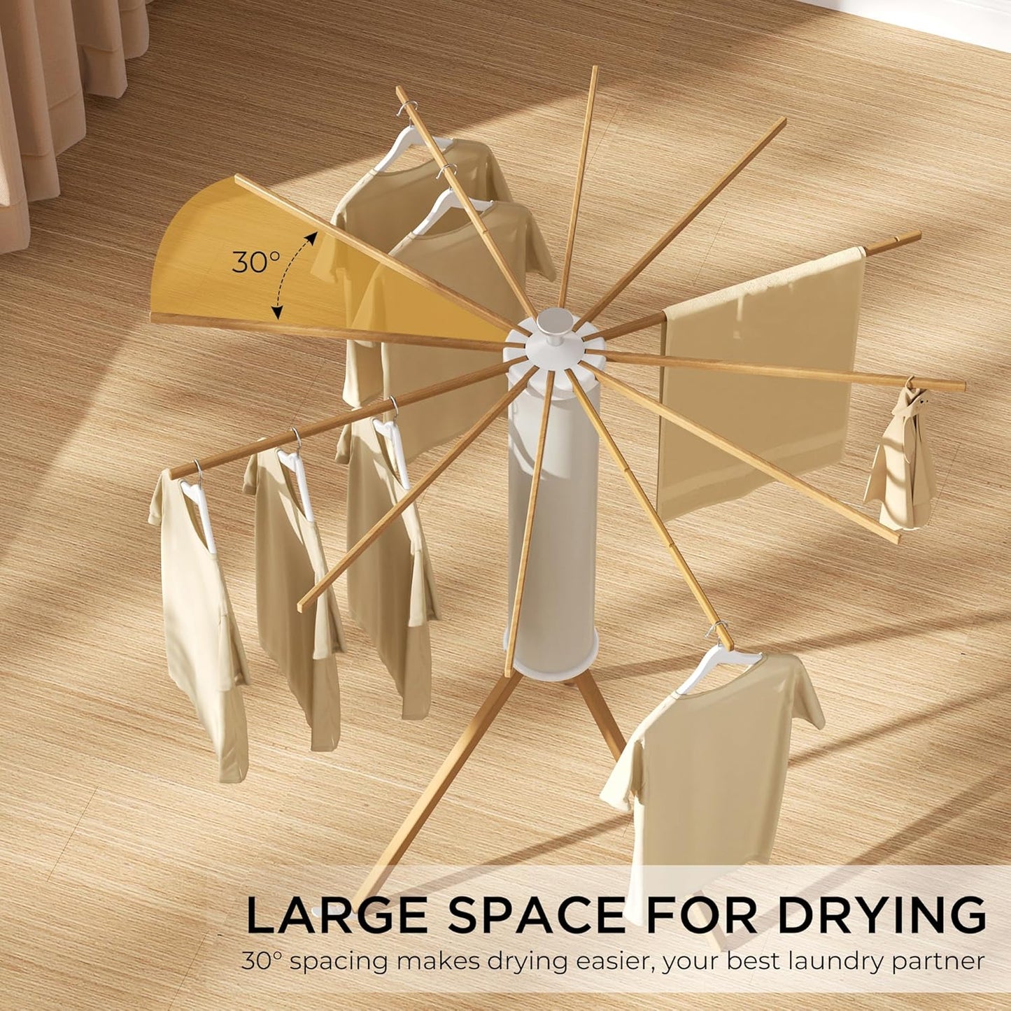 SUNOUTLY Tripod Clothes Drying Rack, Garment Rack Portable and Foldable Space Saving Laundry Drying Rack - Dryer Rack Clothing Floor Folding Balcony Bedroom Household