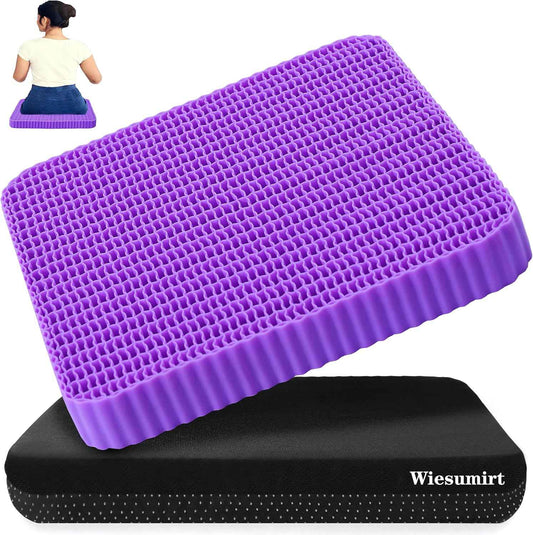 Innovative Gel Seat Cushion for Long Sitting, Breathable Grid Seat Cushion, Soft Cooling Support Chair Cushion for Office Chair, Wheelchair, Car, Gel Cushion for Back, Sciatica,Tailbone Pain Relief.
