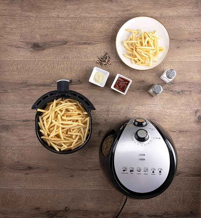 alpina Airfryer - Hot Air Fryer XL - Baking, Roasting, Grilling, Roasting and Frying - up to 80% Less Fat - 2-4 Persons - 3.2 liters - Black