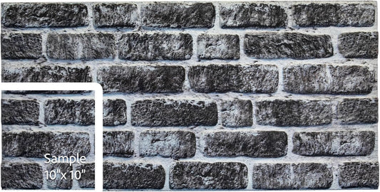 Dundee Deco 3D Wall Panels Faux Brick - Cladding, Charcoal White Stone Look Wall Paneling, Styrofoam Facing for Living Room, Kitchen, Bathroom, Balcony, Bedroom, Sample, Size 10 x 10 in.
