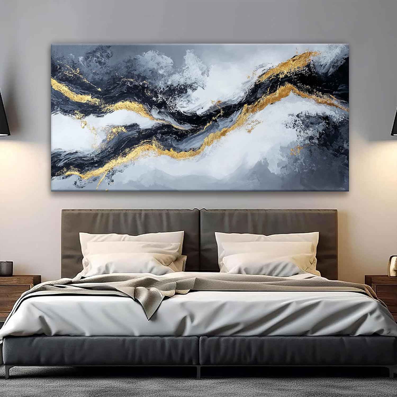 Abstract Art Wall Decor Large Modern Wall Art Pictures For Living Room Black And White Wall Art Prints Abstract Wall Art Artwork for Walls Canvas Art Wall Decor Home Office Wall Decoration 29" X 58"