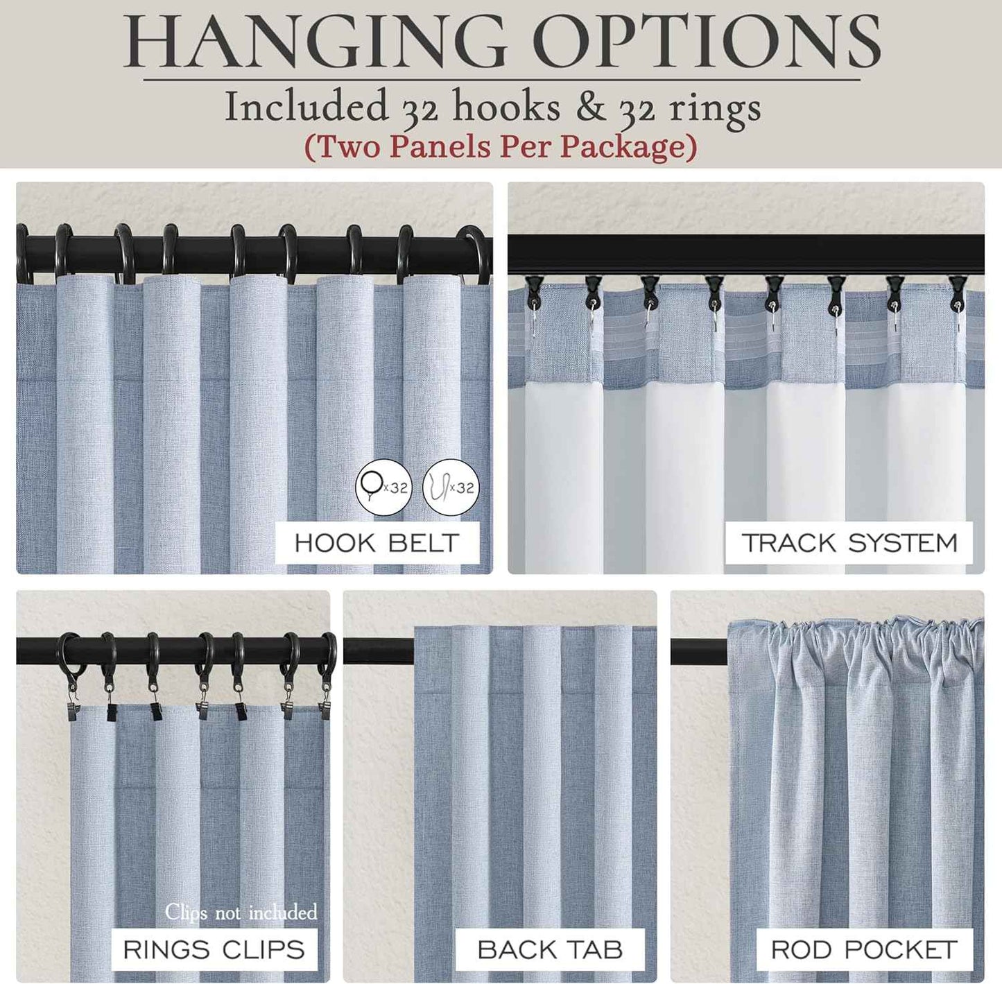 Dusty Blue Blackout Nursery Curtains 90 Inch Length for Kids/Boys Rooms/Bedroom, Floor to Ceiling Track Pleated Window Drapes with Hooks Linen Winter Thermal Coastal Light Blue(50"Wx90"Lx 2Panels)