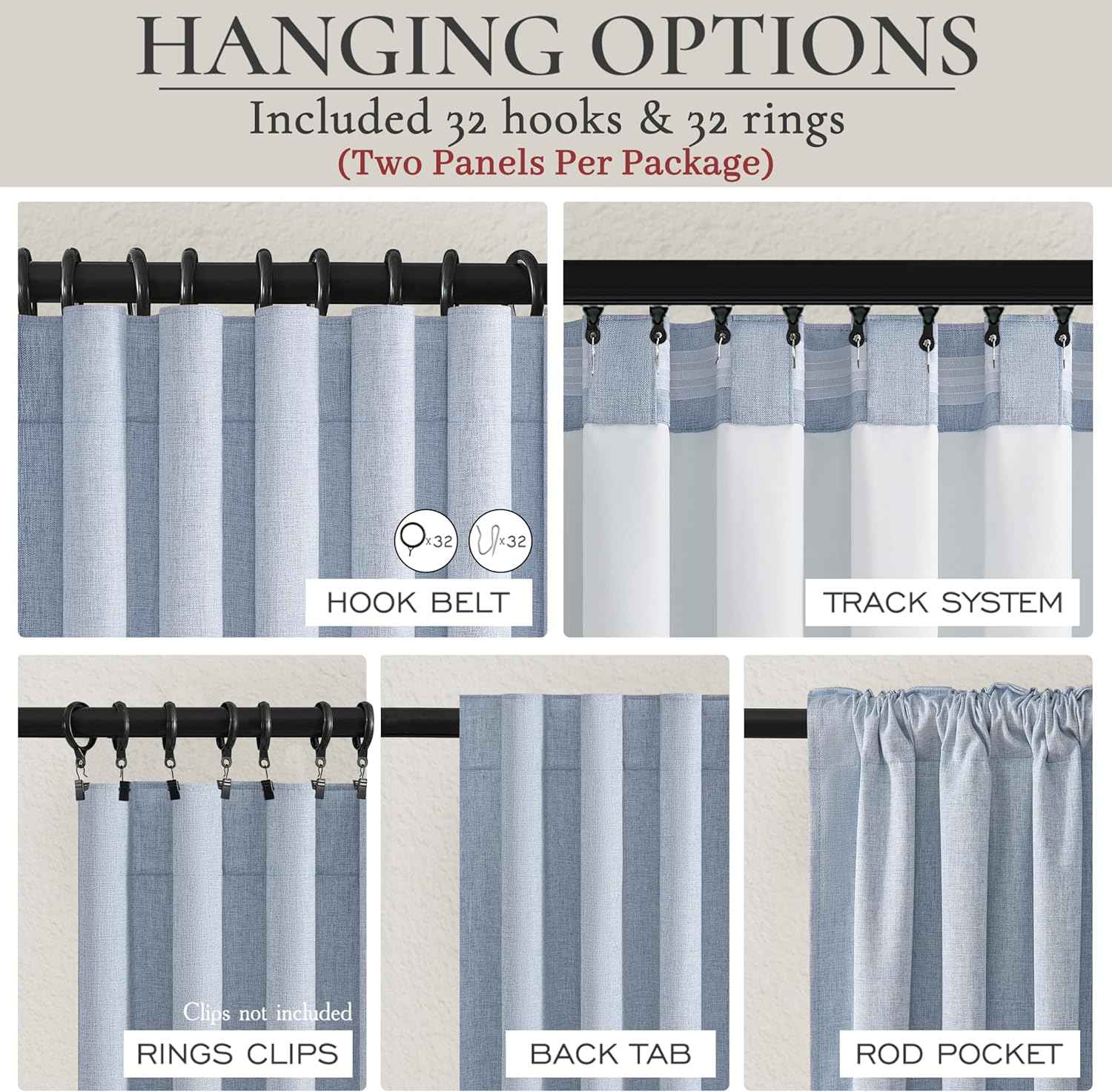 Dusty Blue Blackout Nursery Curtains 90 Inch Length for Kids/Boys Rooms/Bedroom, Floor to Ceiling Track Pleated Window Drapes with Hooks Linen Winter Thermal Coastal Light Blue(50"Wx90"Lx 2Panels)