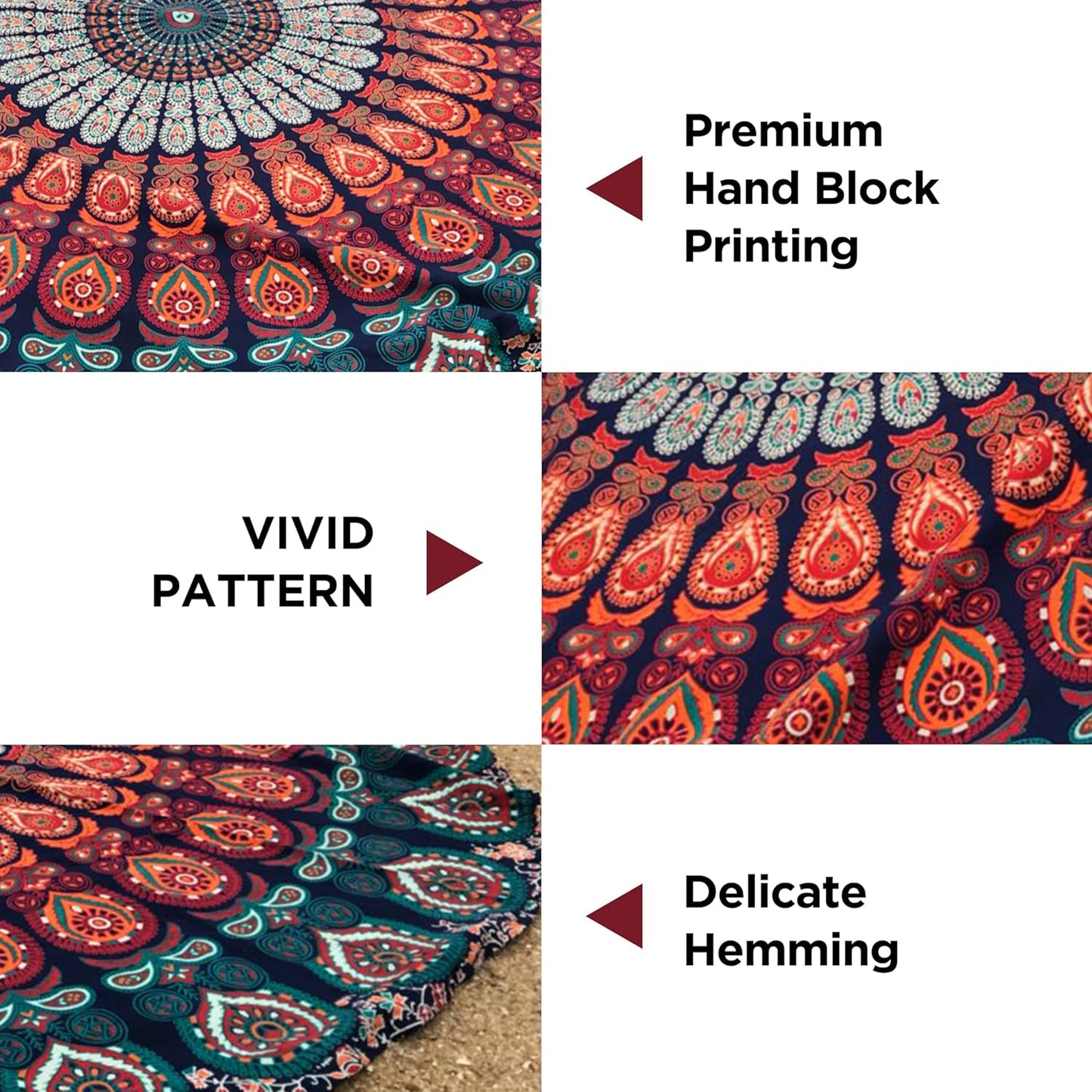 Raajsee Mandala Tapestry Wall Hanging – Blue Orange, 100% Cotton, Boho Hippie Decor, Twin Size (52x82 Inches / 132x208 cm) – Beach Throw, Bedspread, Meditation Yoga Mat