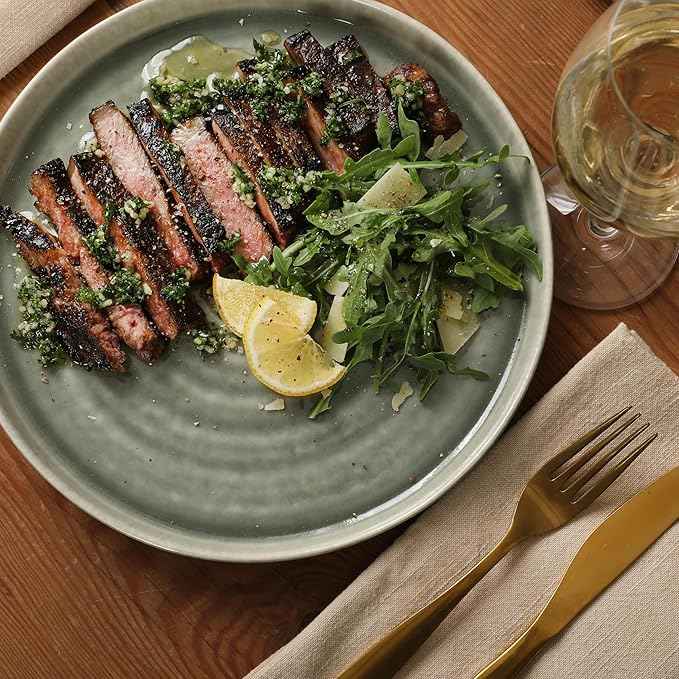 Gibson Elite Eclipse Swirls Plates and Bowls Sets, 12-Piece Stoneware Dinnerware Sets, Reactive Glaze Dish Set - Green