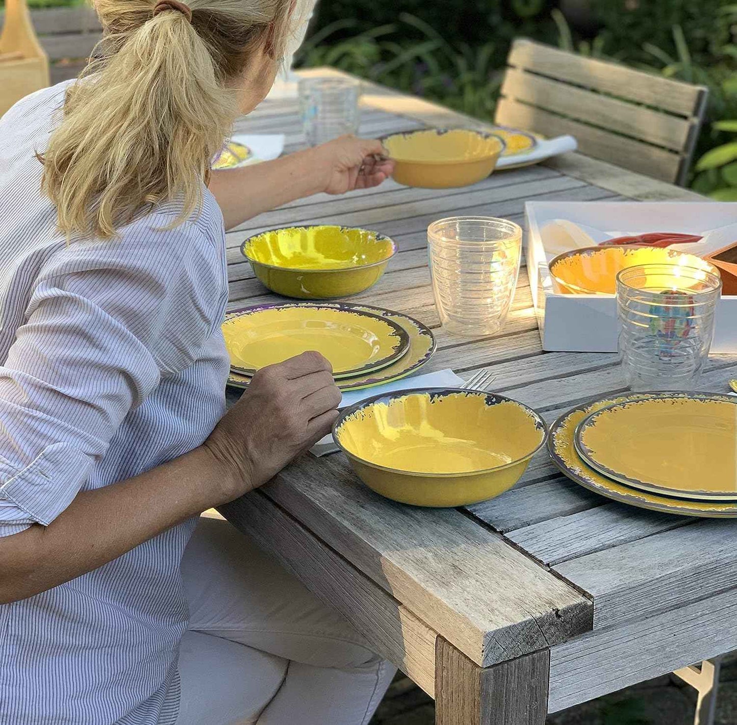 Fox Run 48790 Melamine Dinnerware Set, 10", Yellow