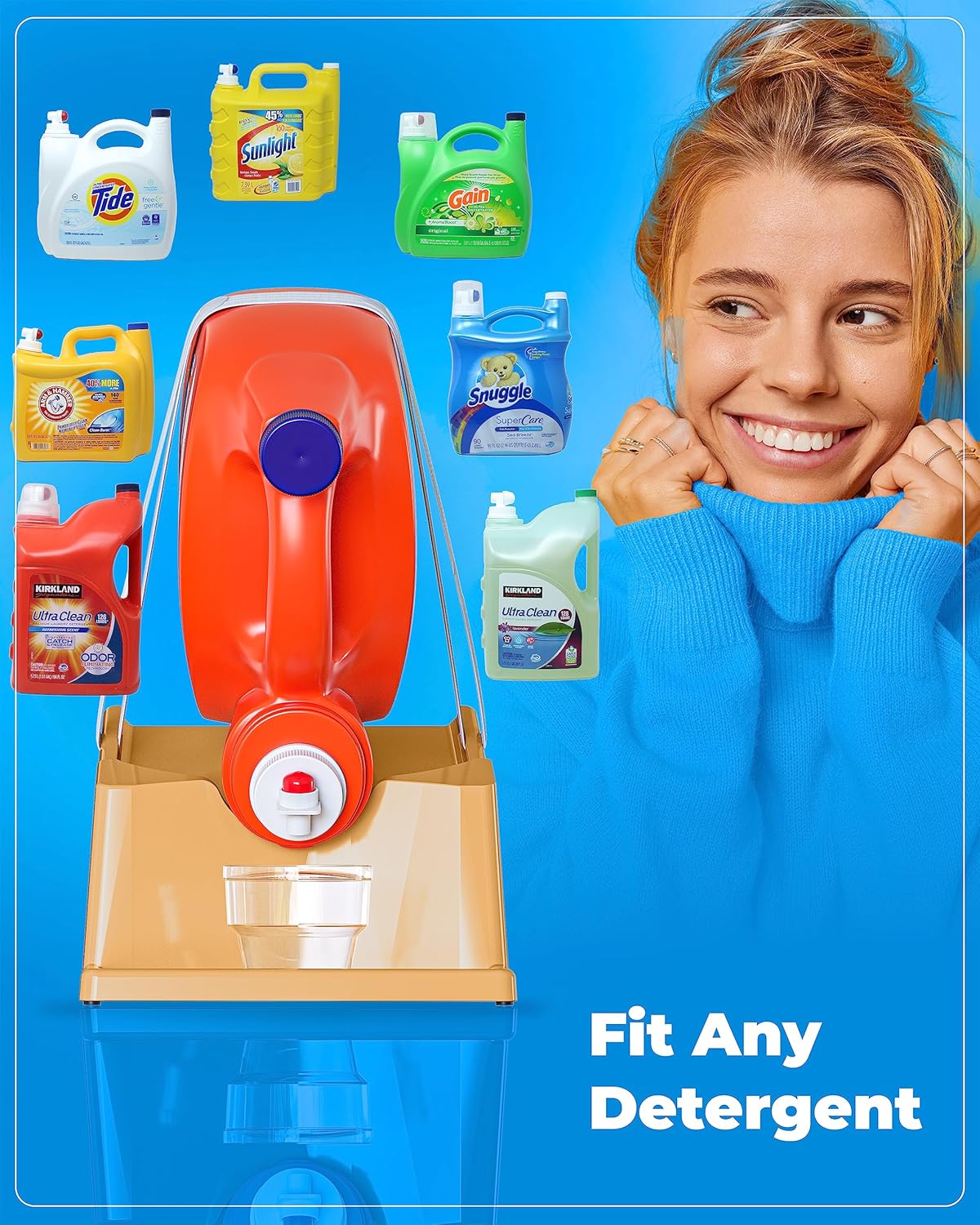 TidyFriend Laundry Detergent Holder Stand Organizer with Drip Tray, 2 Pack Laundry Soap Holder with Non-Slip Rubber Feet for Washing Space Organization, Angled Downward Slope for Easy Pouring (Beige)