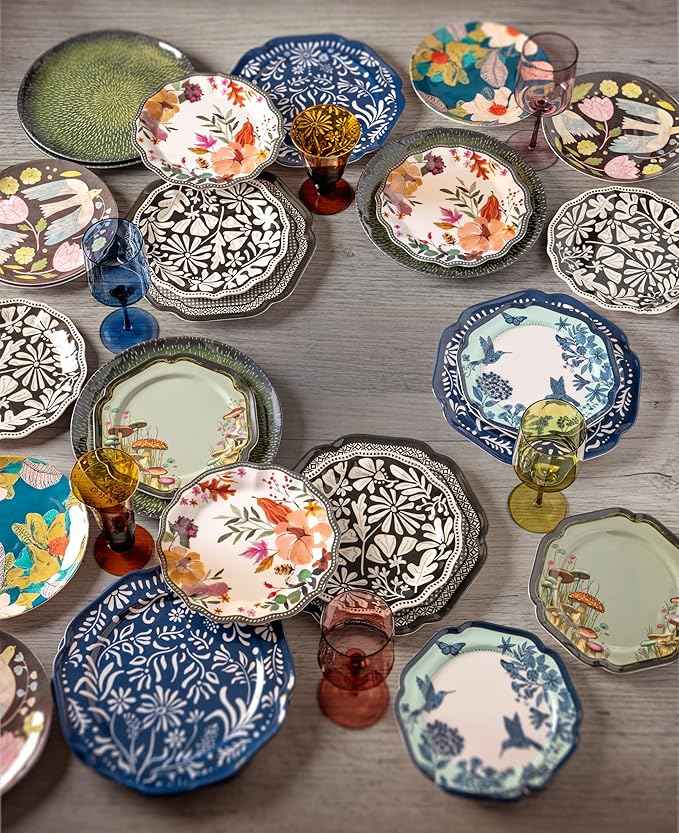 Karma, 8.75 inches Melamine Salad Plates Set of 4, Reusable Dishwasher Safe Plates for Outdoor and Indoor, Autumnal Spice